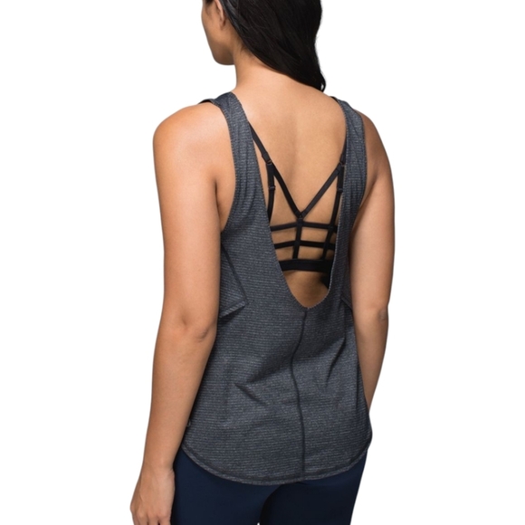 Lululemon Seek The Heat Tank Heathered Black / Black Rel: 10/2014 Women's size 6 - Picture 1 of 10